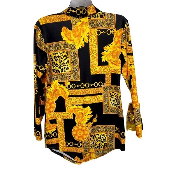 Gold Prints Women’s Button-Down Mini Dress - Picture 2 of 7